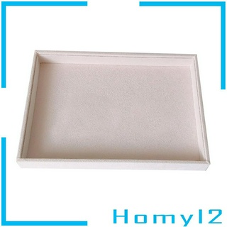 Beige Velvet Jewelry Storage Tray Holder Earring Necklace Organizer