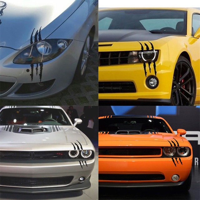 1 Miếng Dán Đèn Pha Xe Hơi Hình Móng Vuốt Quái Vật Bằng vinyl