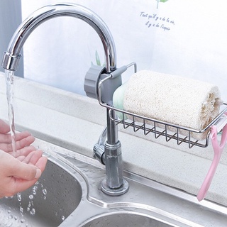 Kệ - khay inox gắn vòi để miếng rửa bát chén đa năng - giá treo vòi nox