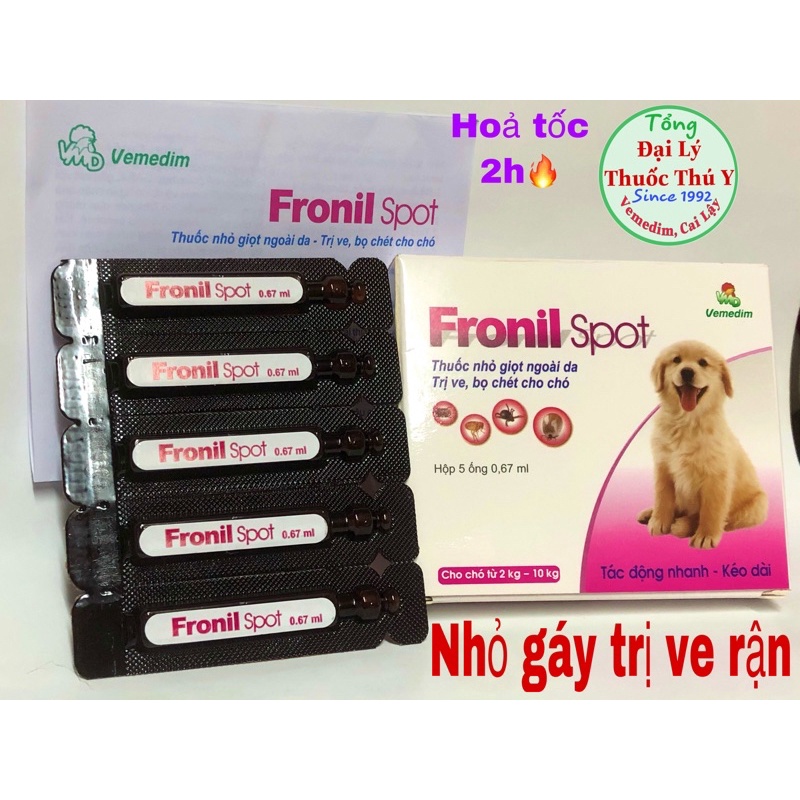 Nhỏ gáy ve rận cho chó Fronil spot 0,67ml