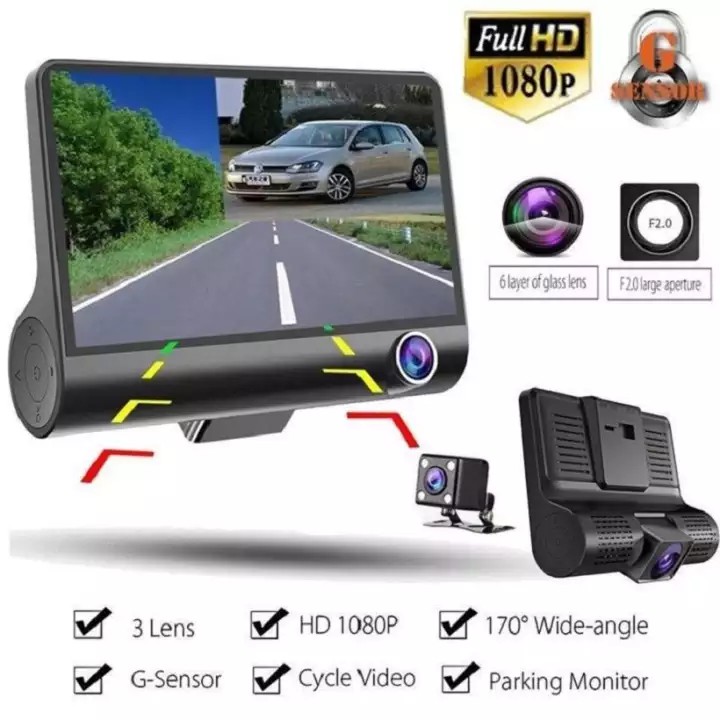 Camera hành trình ô tô Onvizcam X004/  3 mắt camera, màn hình 4 inh full HD, ghi hình đa chiều, có chế độ ghi đè | BigBuy360 - bigbuy360.vn