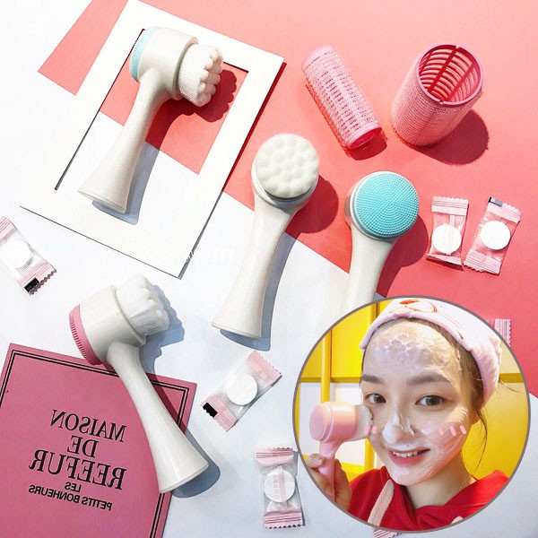 [Mua 2 giảm 4%] Cọ Rửa Mặt Massage 3D 2 Đầu 2in1 Giúp Bạn Rửa Mặt Sạch Gấp 10 Lần So Với Dùng Tay