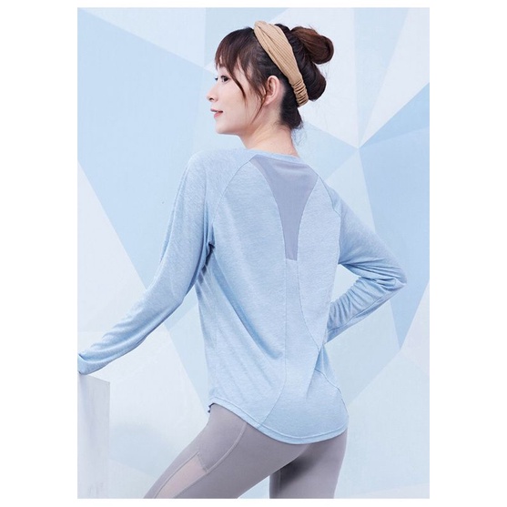 Áo tập gym yoga tay dài phối lưới nữ