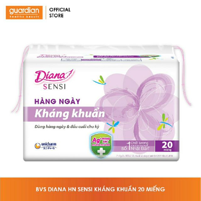 Date 7- 2026 Băng vệ sinh Diana Sensi Cool Fresh kháng khuẩn hàng ngày (20 miếng)