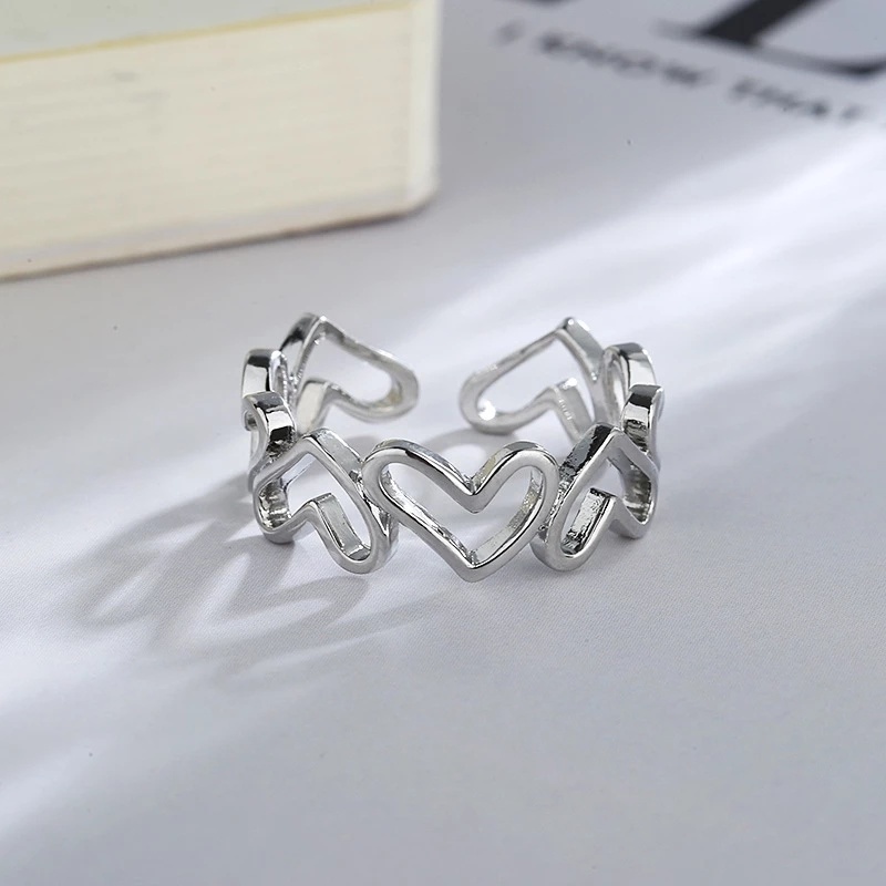 Nhẫn Hở Họa Tiết Trái Tim Thời Trang Đơn Giản Có Thể Điều Chỉnh Cho Nữ