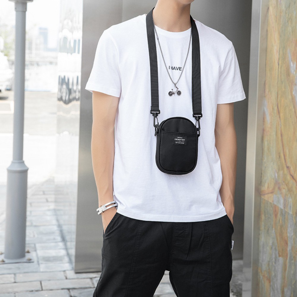 Túi Đeo Chéo Nam Nữ Mini Nhỏ Gọn Tiện Lợi TD48 Đeo Hông Vai Ngực Vải Màu Đen Chống Nước Dệt Trơn | BigBuy360 - bigbuy360.vn