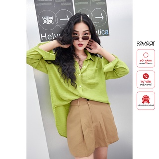Áo sơ mi nữ form rộng 92WEAR thiết kế công sở cổ Đức ASW1149