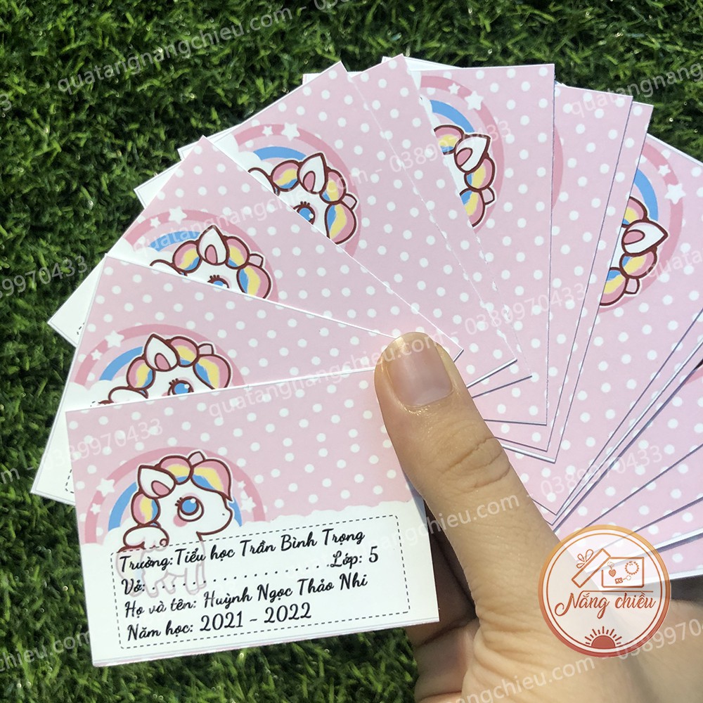 Nhãn vở in hình Ngựa Pony dễ thương dành cho bé gái - Nhãn dán thiết kế và in thông tin bé theo yêu cầu