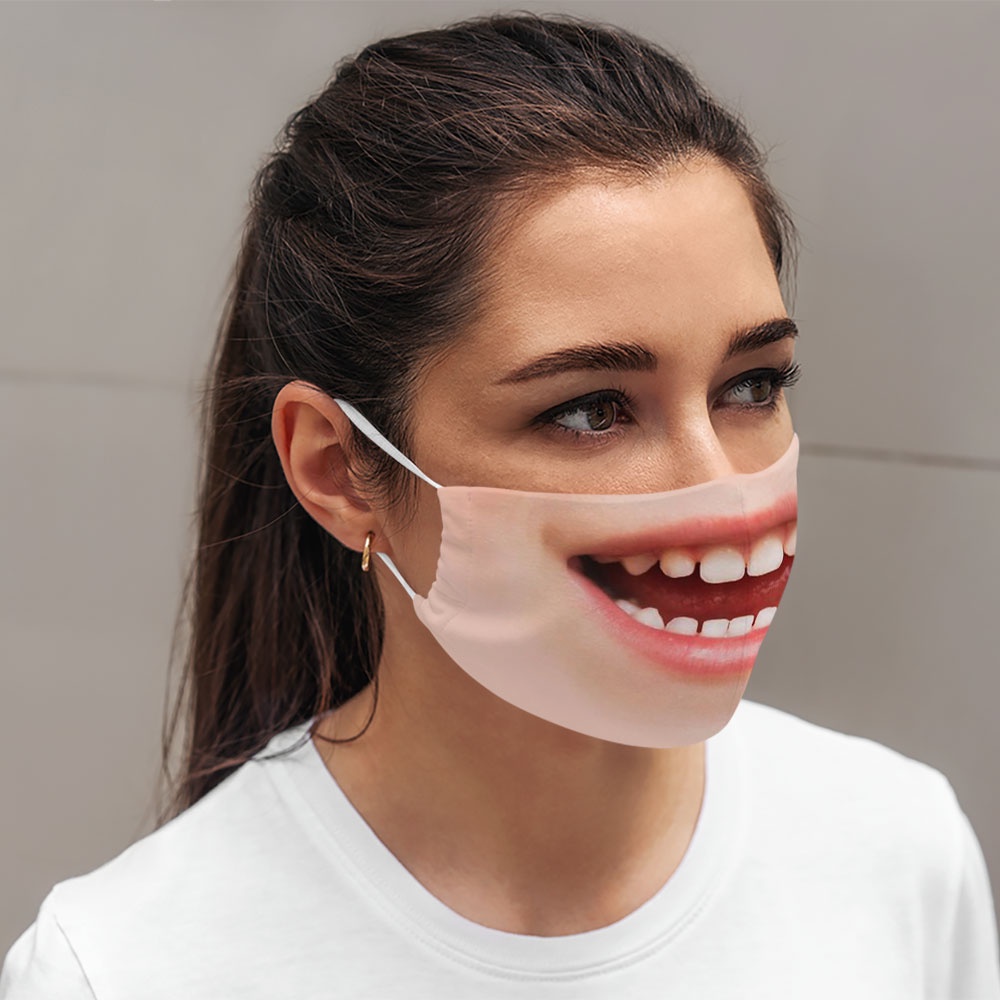 Khẩu trang hình miệng tấu hài in mặt quỷ troll baby 3 CARTWELL có thể giặt và tái sử dụng dây đeo mềm không đau tai phòn