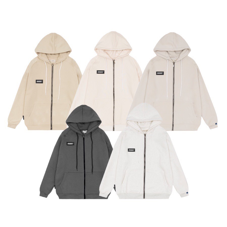 Áo Khoác Hoodie Zip TWENTI Mũ Trùm Unisex Chất Vải Nỉ Có Sẵn
