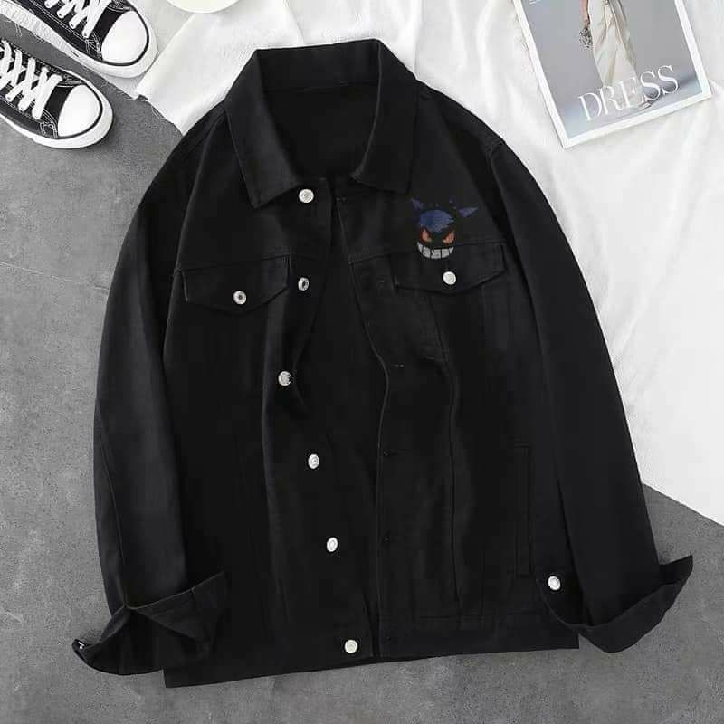 Áo khoác Jean TN SANE hình con GENGAR mẫu bigsize nam nữ ken fashion