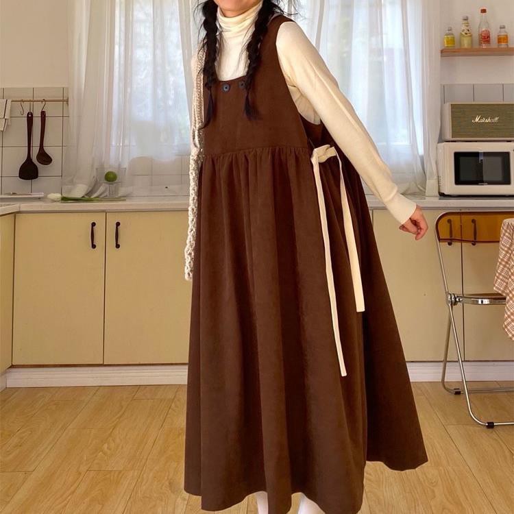 Đầm Yếm Dáng Rộng Phong Cách Preppy Nhật Bản Dễ Thương Thời Trang Thu Đông Cho Nữ