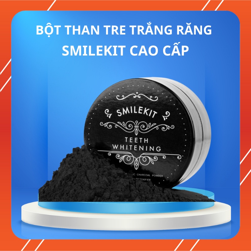 Bột than tre trắng răng SMILEKIT  TEETH WHITENING - Bột than tre trắng răng tự nhiên, lành tính sử dụng hàng ngày