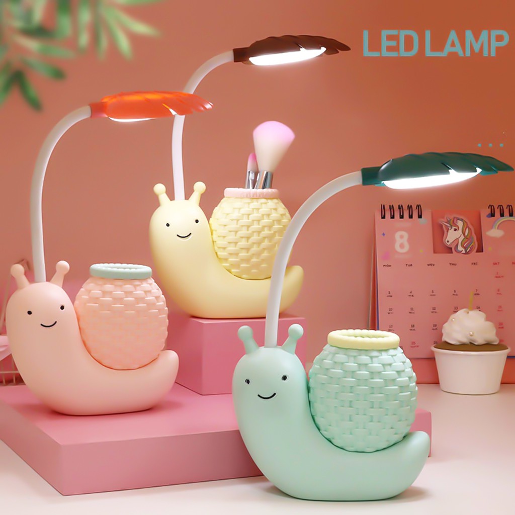 🎀GIÁ RẺ🎀 Đèn Học Để Bàn Cho Bé ,Chống Cận Nhỏ Gọn Đèn Led Mini Đọc Sách✔ đèn tích điện siêu tiết kiệm Hình ốc sên-dc4418