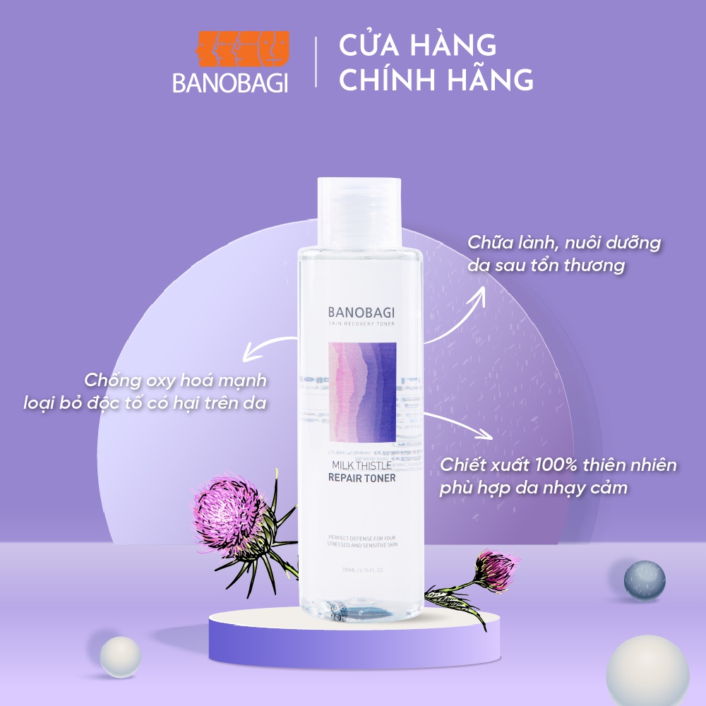 [MUA 1 TẶNG 2] Nước Hoa Hồng BANOBAGI Dưỡng Ẩm Milk Thistle Repair Toner 200ml