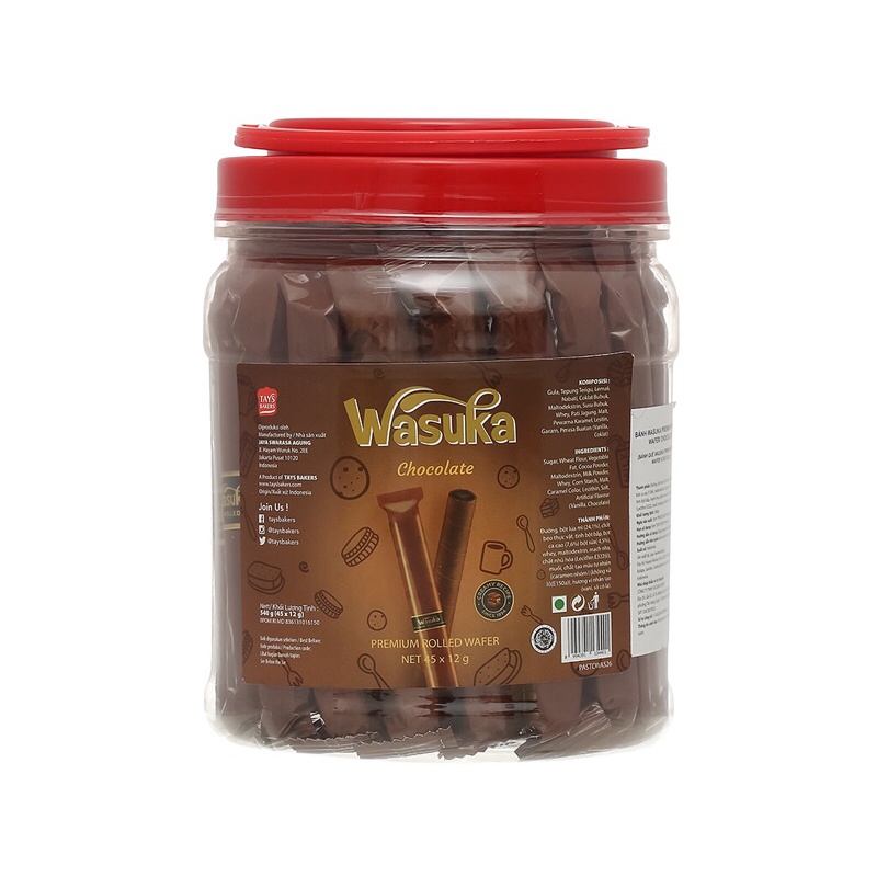 BÁNH ỐNG QUẾ WASUKA VỊ SOCOLA HỦ 540g