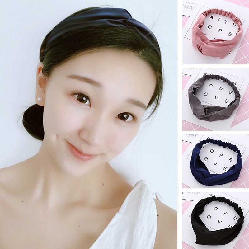 Băng đô co giãn màu trơn thời trang nữ