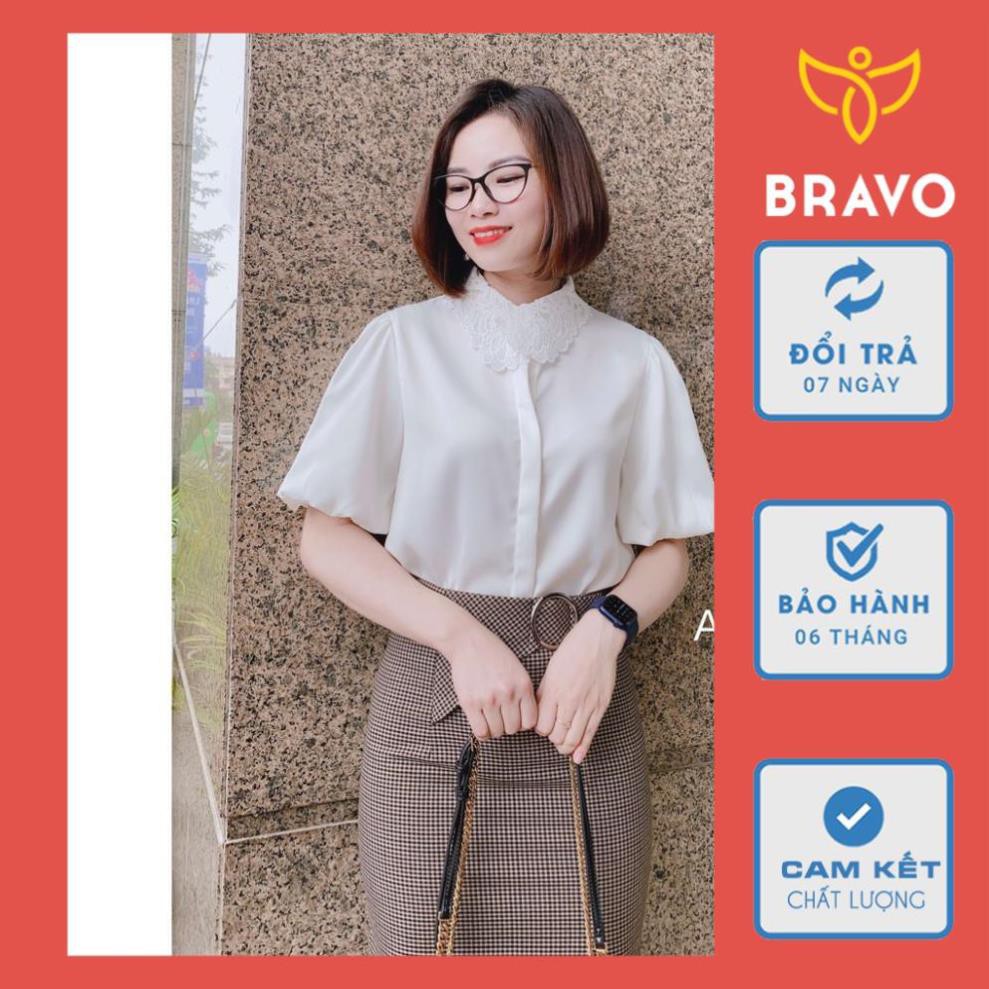 [FreeShip - Hàng Chuẩn ] Chân Váy Bút Chì Công Sở- BRAVO - CV569- Kẻ Caro Nhỏ Kèm Đai Móc Tròn