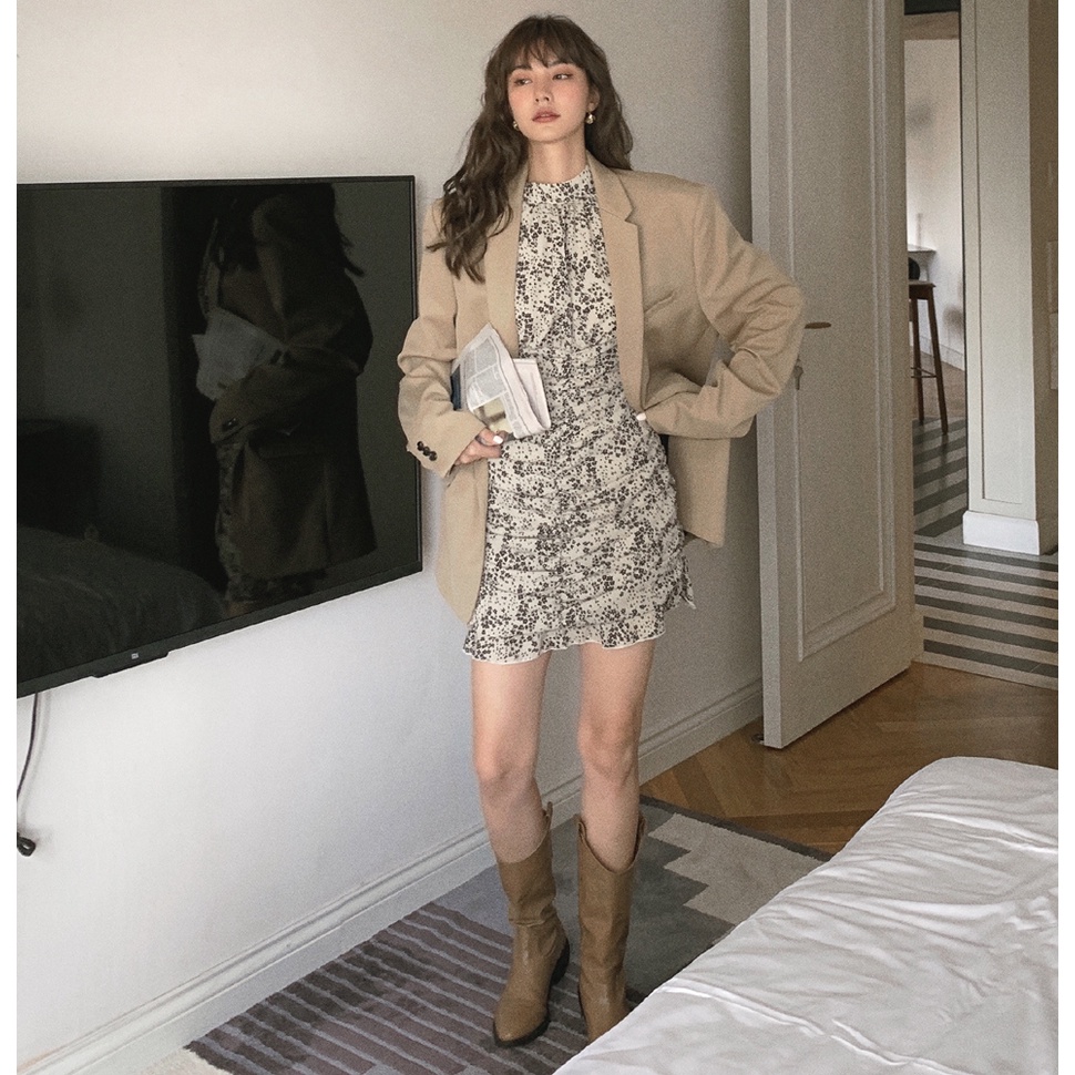 Đầm Hoa Mini Dáng Ôm Thời Trang Mùa Thu Dễ Phối Đồ Cho Nữ