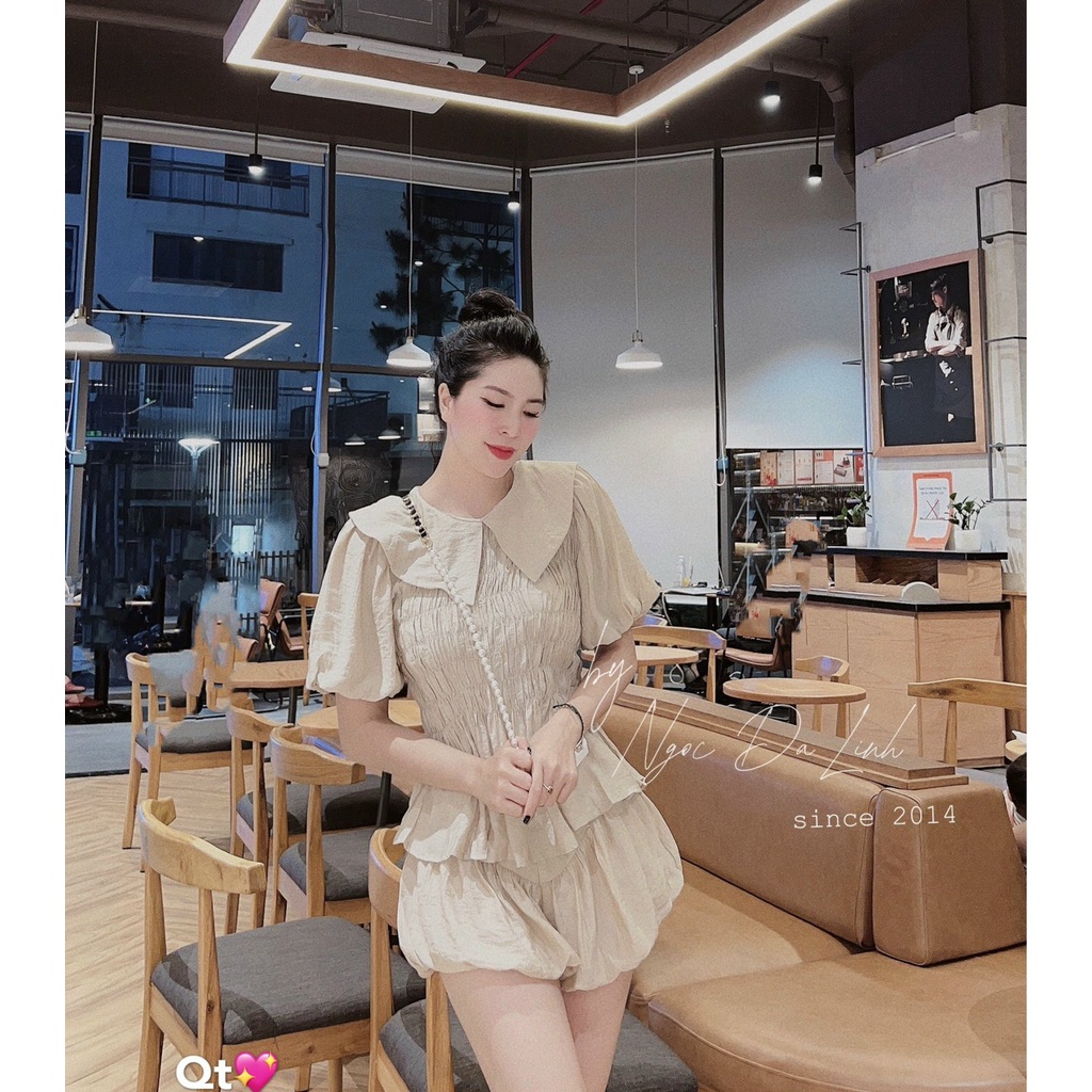 Set sơ mi nhún eo quần bồng siêu hót LT548