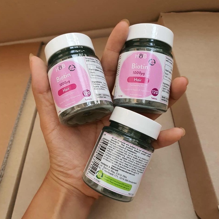 Viên Uống Chống Rụng Tóc, Kích Thích Mọc Tóc Biotin 1000MG HB Anh 120 Viên - H&B Holland & Barret UK