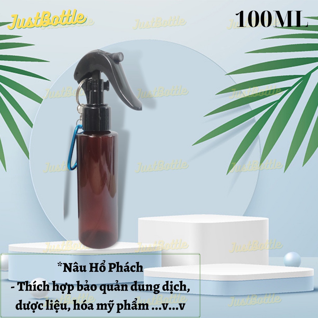 CHAI CHIẾT XỊT PHUN SƯƠNG 100ml KHÓA NHÔM TREO XE TREO PHÒNG TIỆN LỢI / BÌNH LỌ NHỰA TRONG XANH NÂU XỊT NƯỚC CAO CẤP