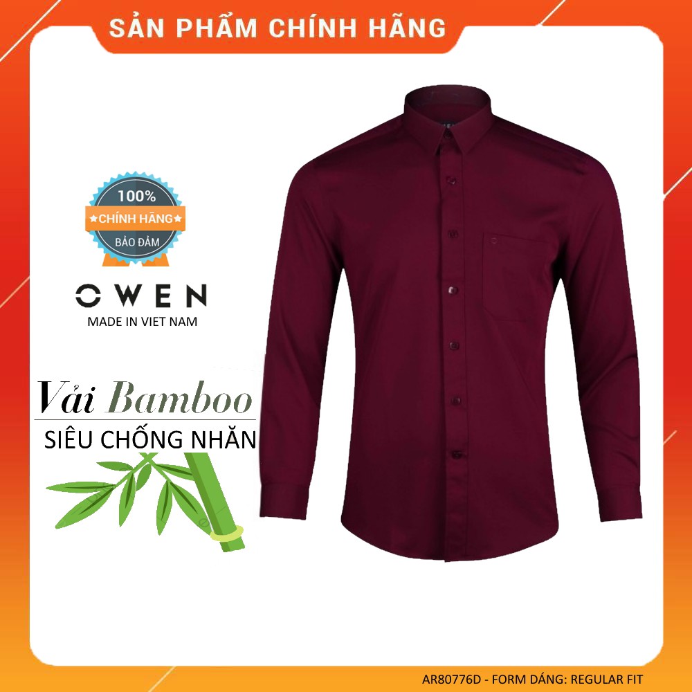 OWEN - Áo sơ mi dài tay Owen regular fit màu đỏ đô AR 80776