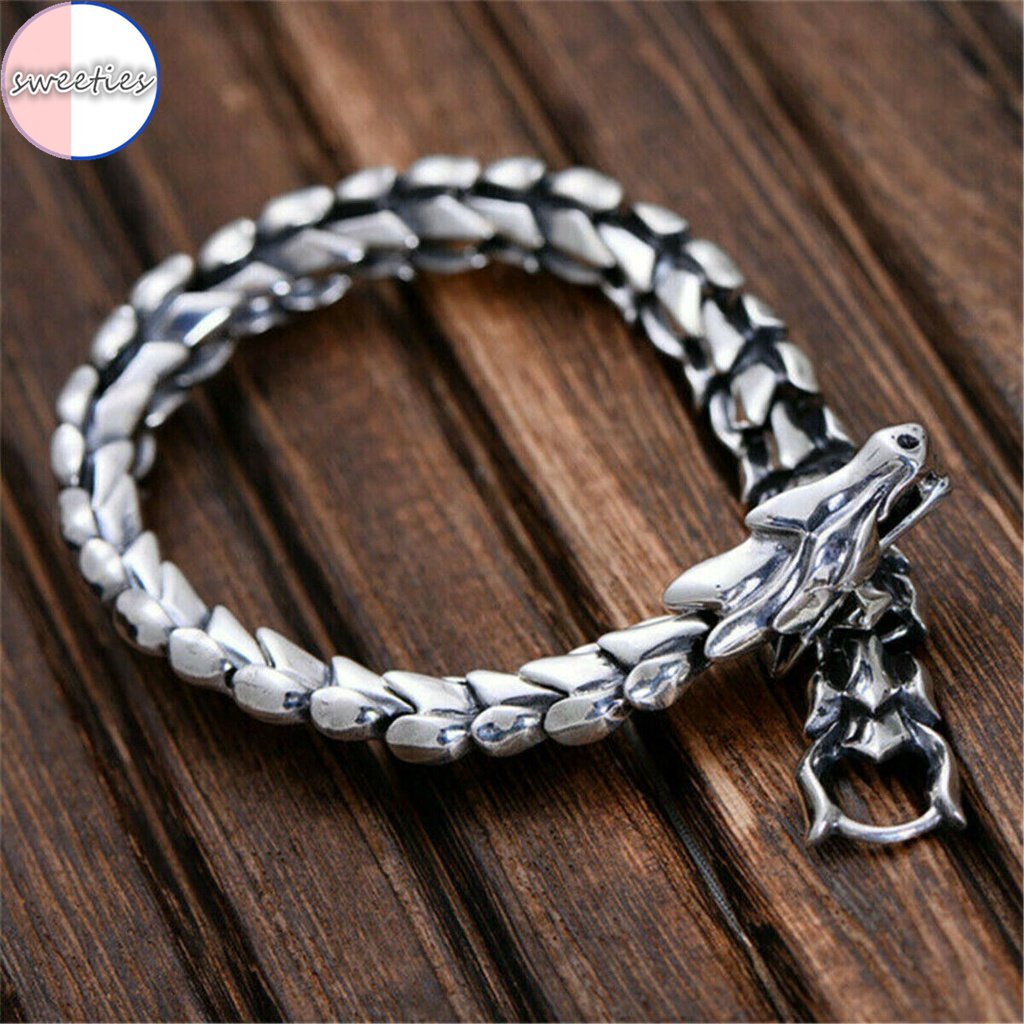 Vòng Đeo Tay Họa Tiết Vảy Rồng Bằng Thép Không Gỉ Phong Cách Hip hop Thời Trang Cho Nam