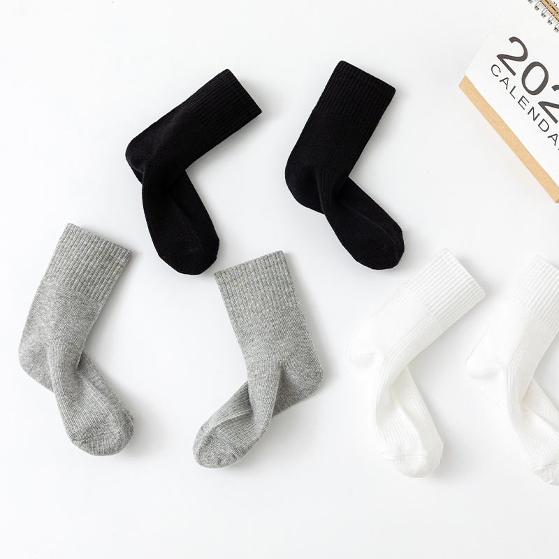 Set 5 Đôi Vớ Cotton Màu Sắc Trơn Thấm Hút Mồ Hôi Thoải Mái Dành Cho Trẻ Em 1-12 Tuổi