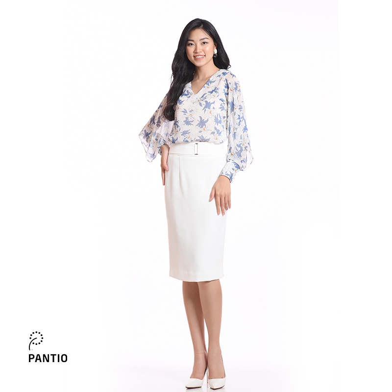 Áo sơ mi chất liệu voan họa tiết hoa lá, tay áo đặc biệt dáng suông FAS52231- PANTIO