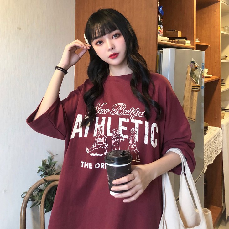 Áo thun tay lỡ   ATHLETIC  phông Unisex nam nữ tee oversize form rộng pull Ulzzang Streetwear Hàn Quốc vải mềm