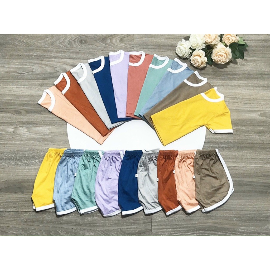 Bộ Cộc Tay Cotton Thun Lạnh bo viền MinKy Mom Cho Bé Từ 6-16kg