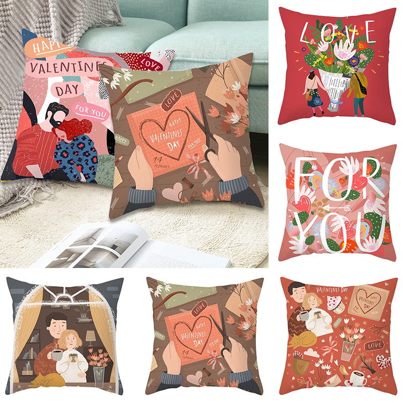 Vỏ gối sofa in hình chủ đề Valentine độc đáo