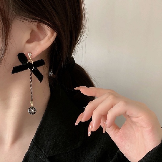 Bông Tai Hình Nơ Phối Tua Rua Phong Cách Vintage Dành Cho Nữ