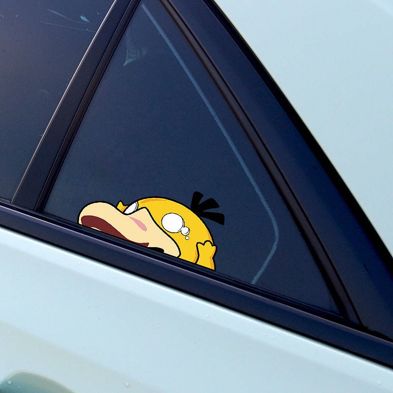 Psyduck Reflective Anime Bumper Stickers Waterproof Cute Personality Car Body Decal Cover Scratches Rear Windshield Sticker aGOm