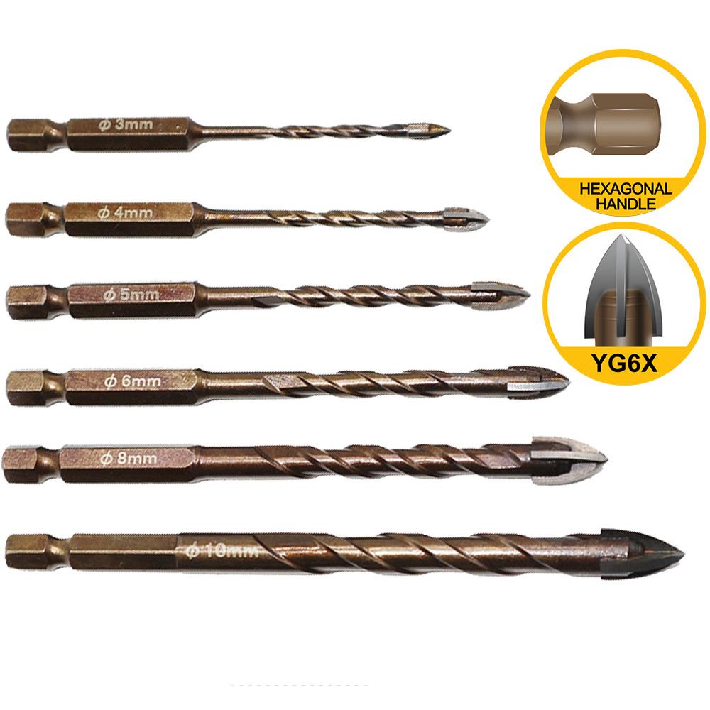 Mũi Khoan Lục Giác 3 / 4 / 5 / 6 / 8 / 10 / 12 mm Chuyên Dụng Cho Khoan Kính / Gạch Men / Gạch Men