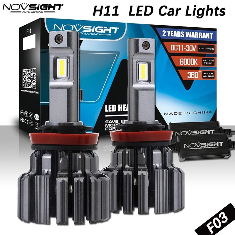 Bộ 2 Đèn Led NovSight Sáng Trắng H11 H8 H9 80W 15000LM 6000K Cho Xe Ô Tô