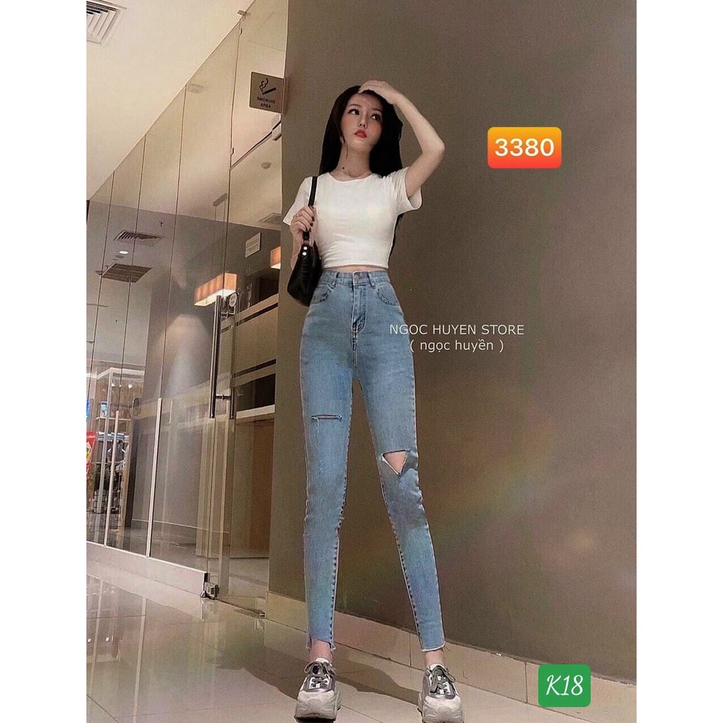 Quần jeans ôm rách gối Q01