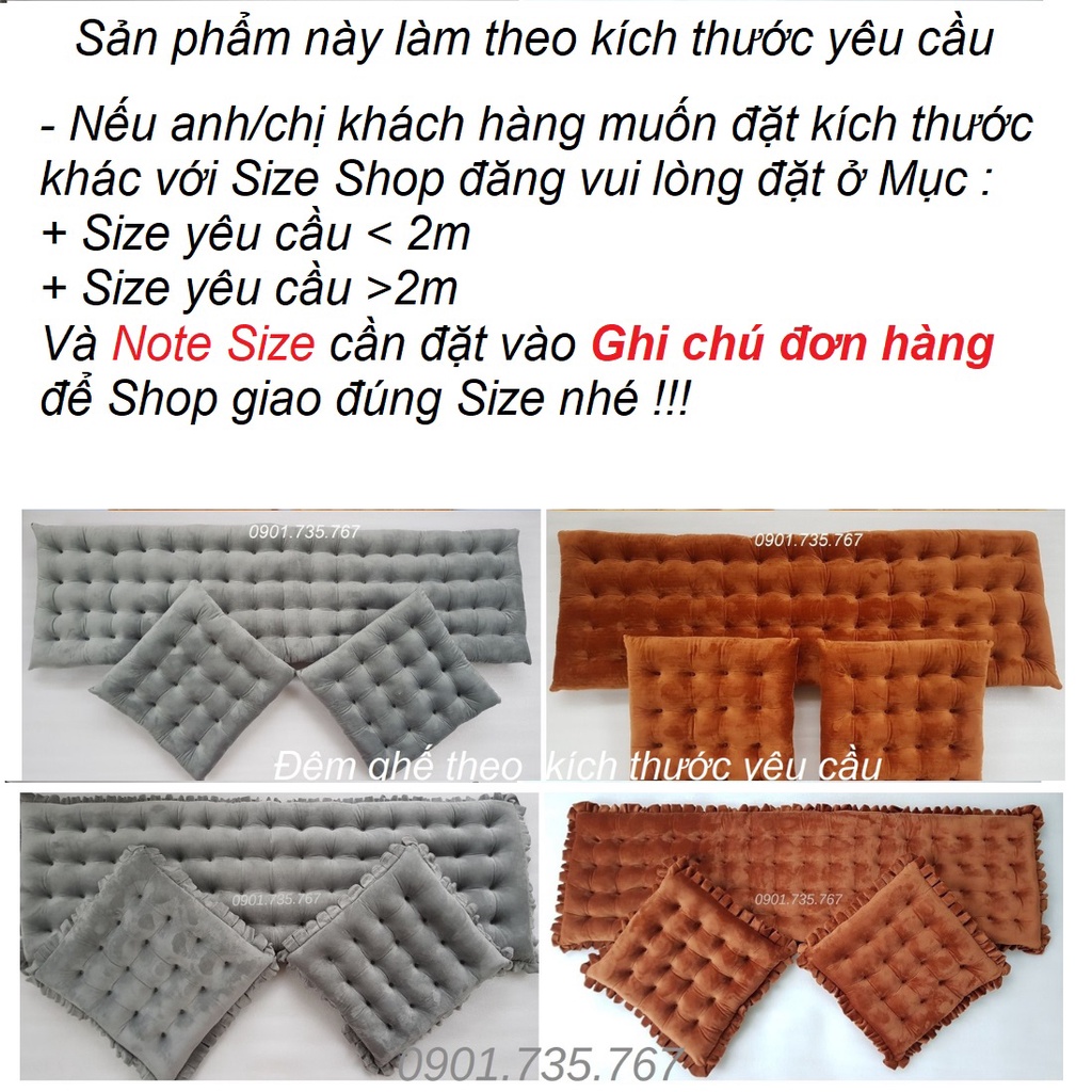 Bộ đệm ghế Vải Nhung mềm mịn theo kích thước yêu cầu