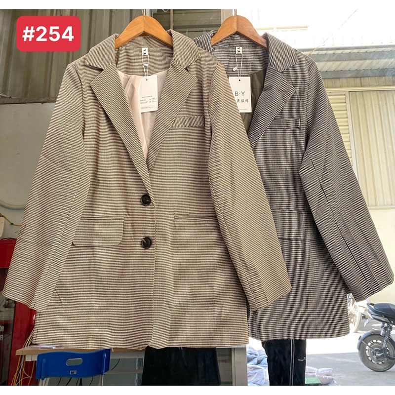 Áo Khoác Vest Blazer Kẻ Nhí 2 Lớp Dày Dặn Hàng Quảng Châu M254-Violet