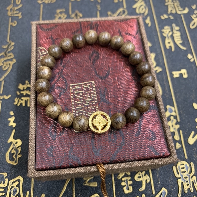 Vòng Tay Trầm Hương Hạt Tròn 8ly Mix Charm Bạc Tặng Kèm Hộp Gấm