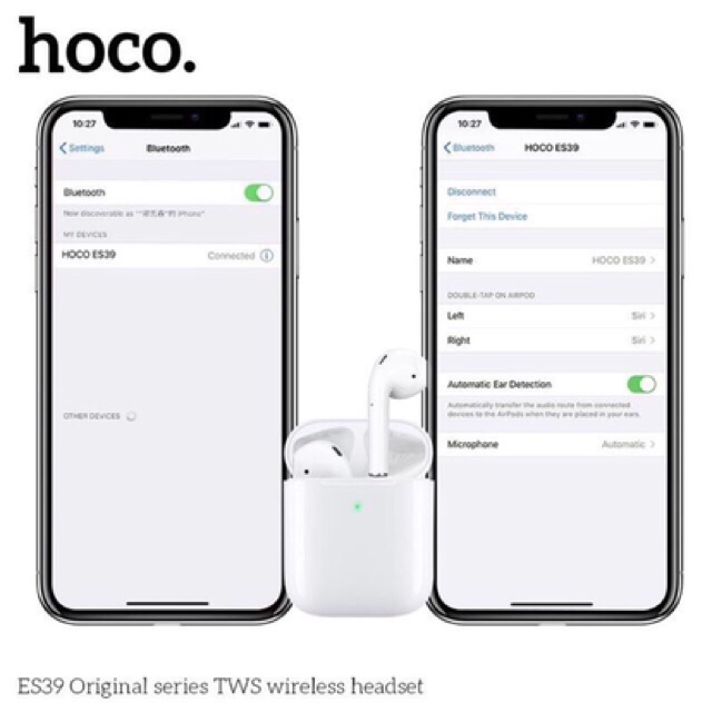 ✅CHÍNH HÃNG✅Tai nghe Bluetooth TWS HoCo ES39  V5.0 Kết Nối Ổn Định -Âm Thanh Hay Hỗ Trợ Pop Định vị Đổi Tên  Airpods