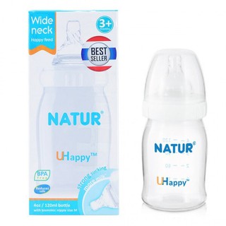 Bình sữa Natur Uhappy BPA free cổ rộng 120ml