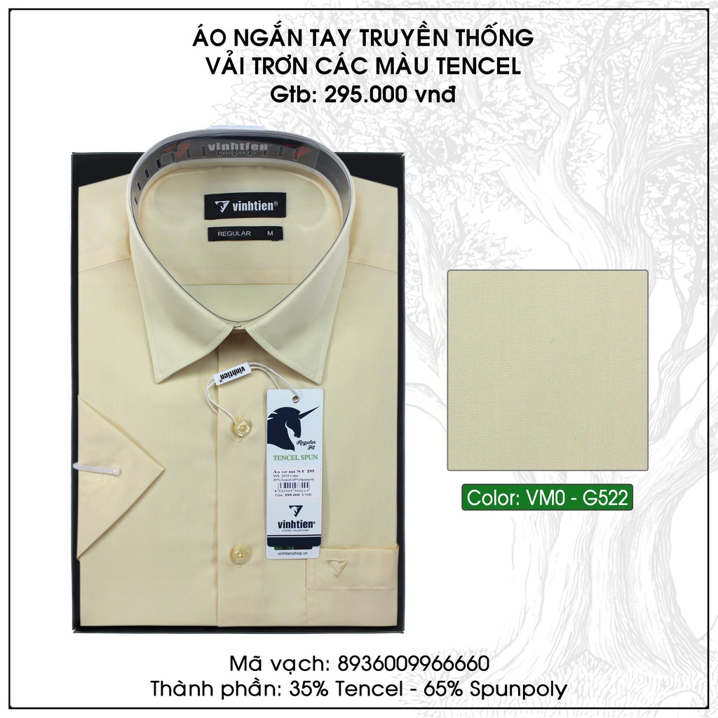 Áo sơ mi nam ngắn tay trơn màu vạt bằng Vĩnh Tiến 295 | BigBuy360 - bigbuy360.vn