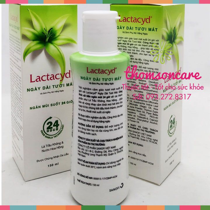 Dung dịch vệ sinh phụ nữ từ lá trầu không và nước hoa hồng Lactacyd Odor Fresh - Mẫu mới ngăn mùi 24H - ddvs