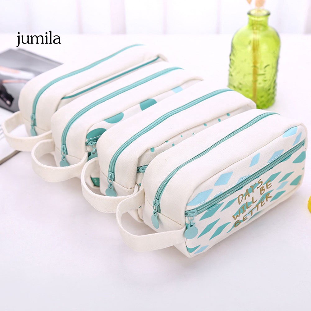 Túi canvas cỡ lớn đựng bút sắp xếp văn phòng phẩm gọn gàng cho học sinh