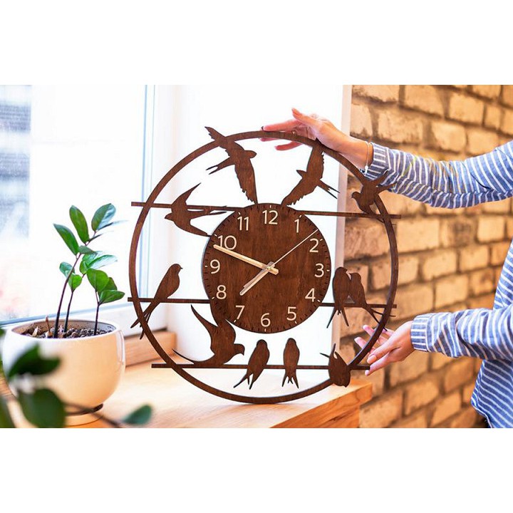 XẢ KHO 20 MẪU - Đồng hồ Gỗ treo tường chất liệu gỗ máy kim thiết kế in theo yêu cầu decor trang trí nhà