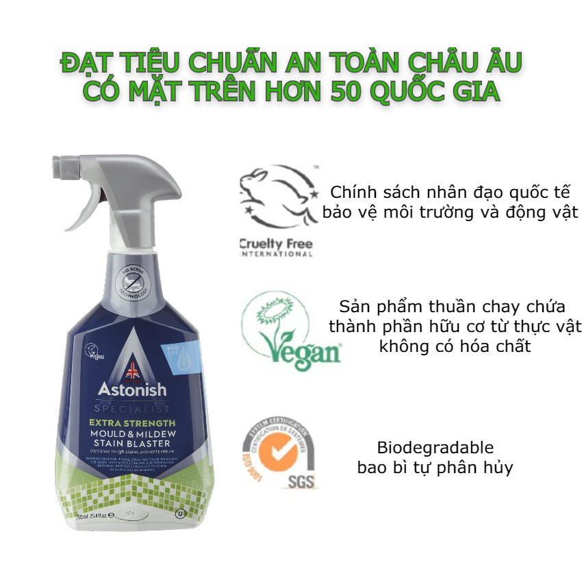 Nước tẩy bồn cầu mốc silicon mốc cao su mốc tường nhà loại bỏ cặn vôi và các vết ố vàng Astonish C1120