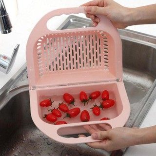 [ Giá Quá Sốc ] Rổ Gập Đôi Thông Minh 2in1 Rửa Rau Củ Tiện Lợi