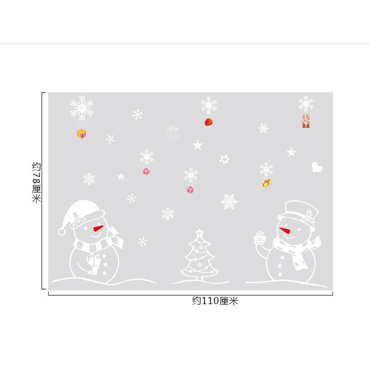 Decal trang trí No-el 2 người Tuyết Trắng choàng khăng đáng yêu